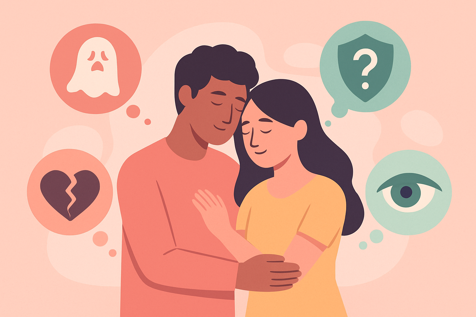 Visual representation of common relationship insecurities affecting couples