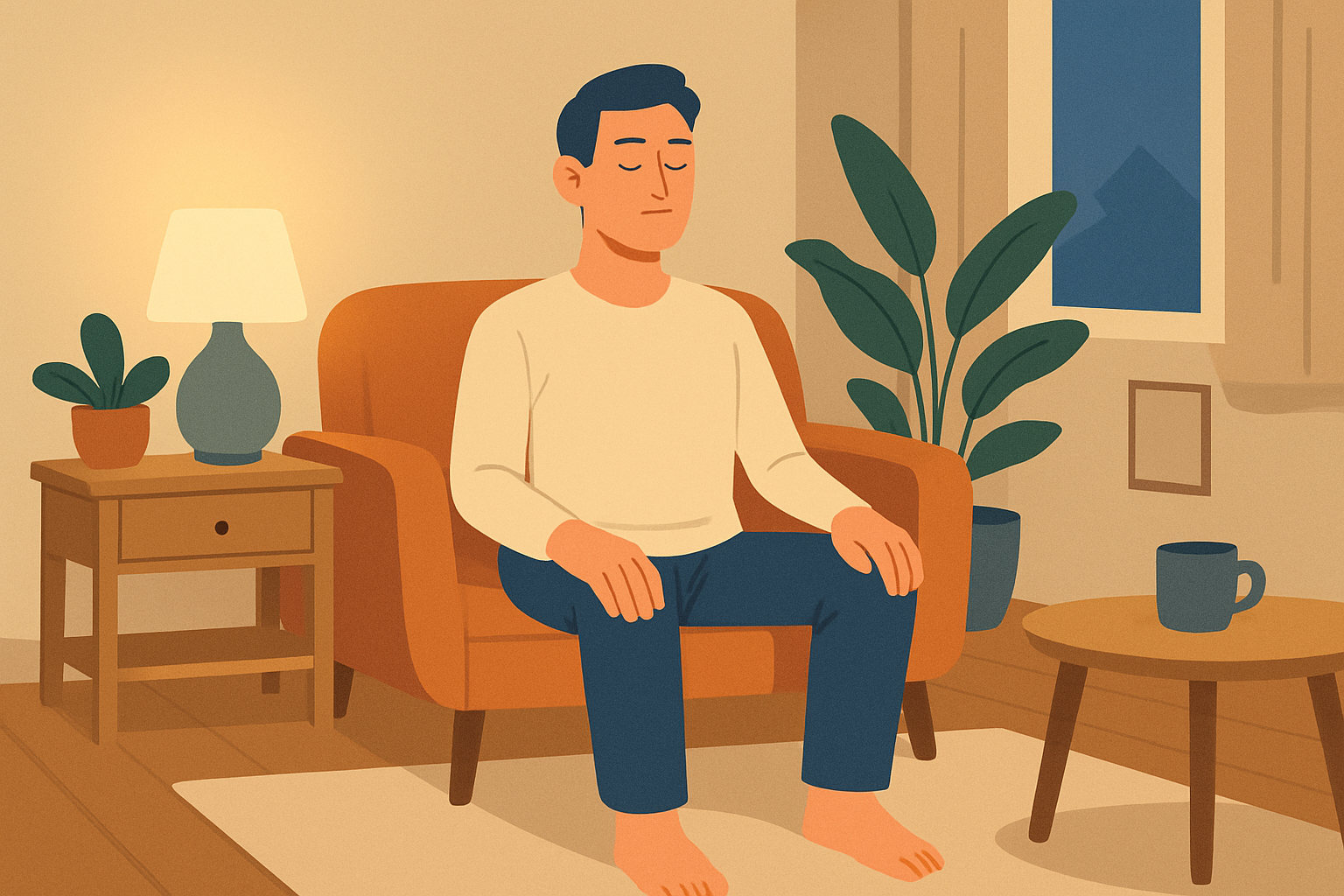Image depicting a person engaging in progressive muscle relaxation to manage financial anxiety.