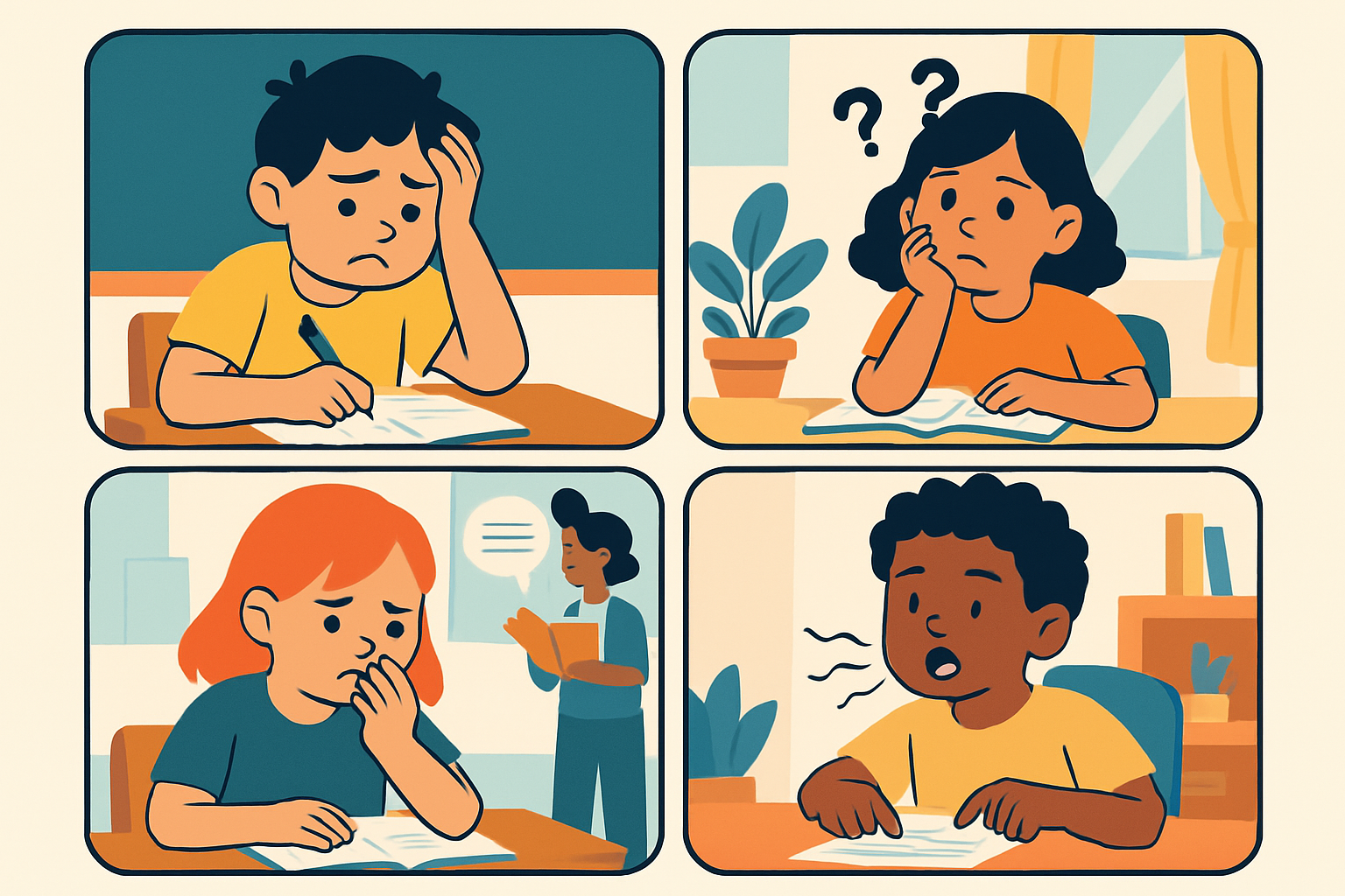 Visual representation of age-related signs of language processing disorder in different settings