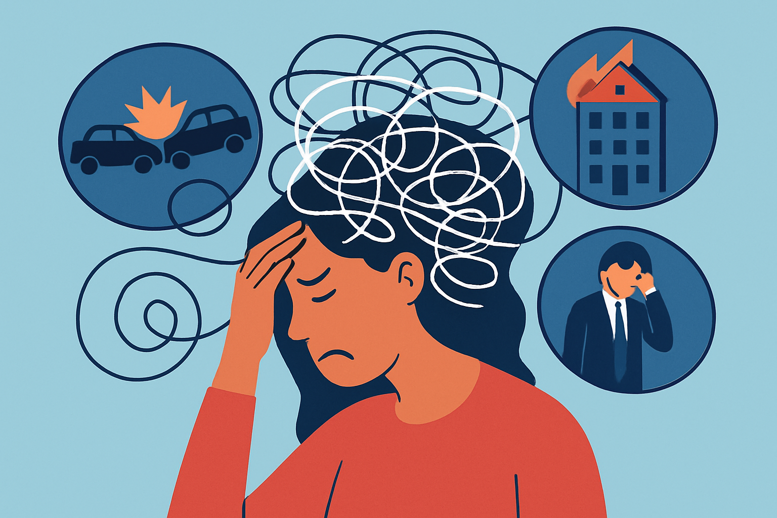 Visual representation of the obsessive and cyclical thought patterns characteristic of Real Event OCD.