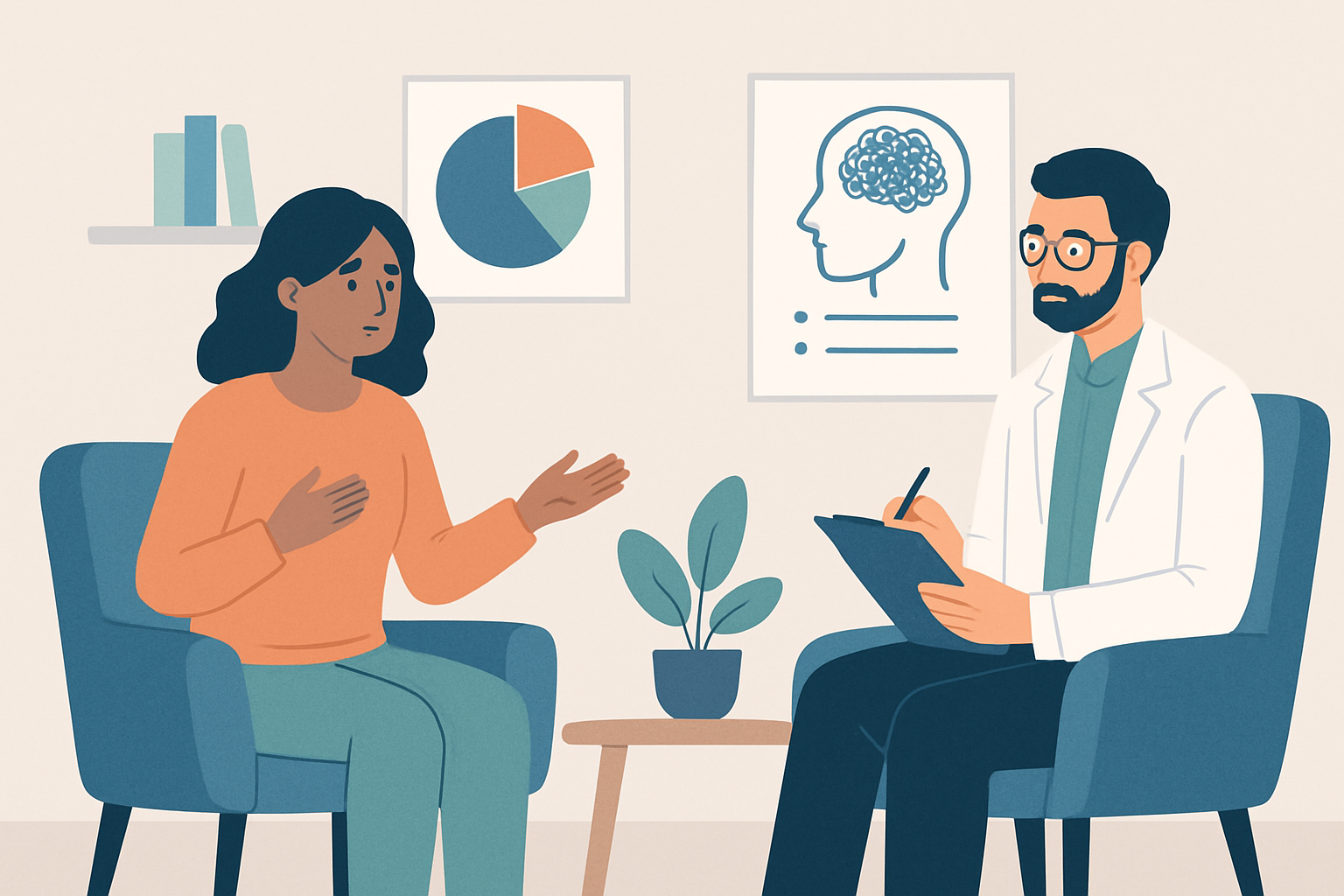 Talking with a mental health professional during diagnosis of schizoaffective disorder
