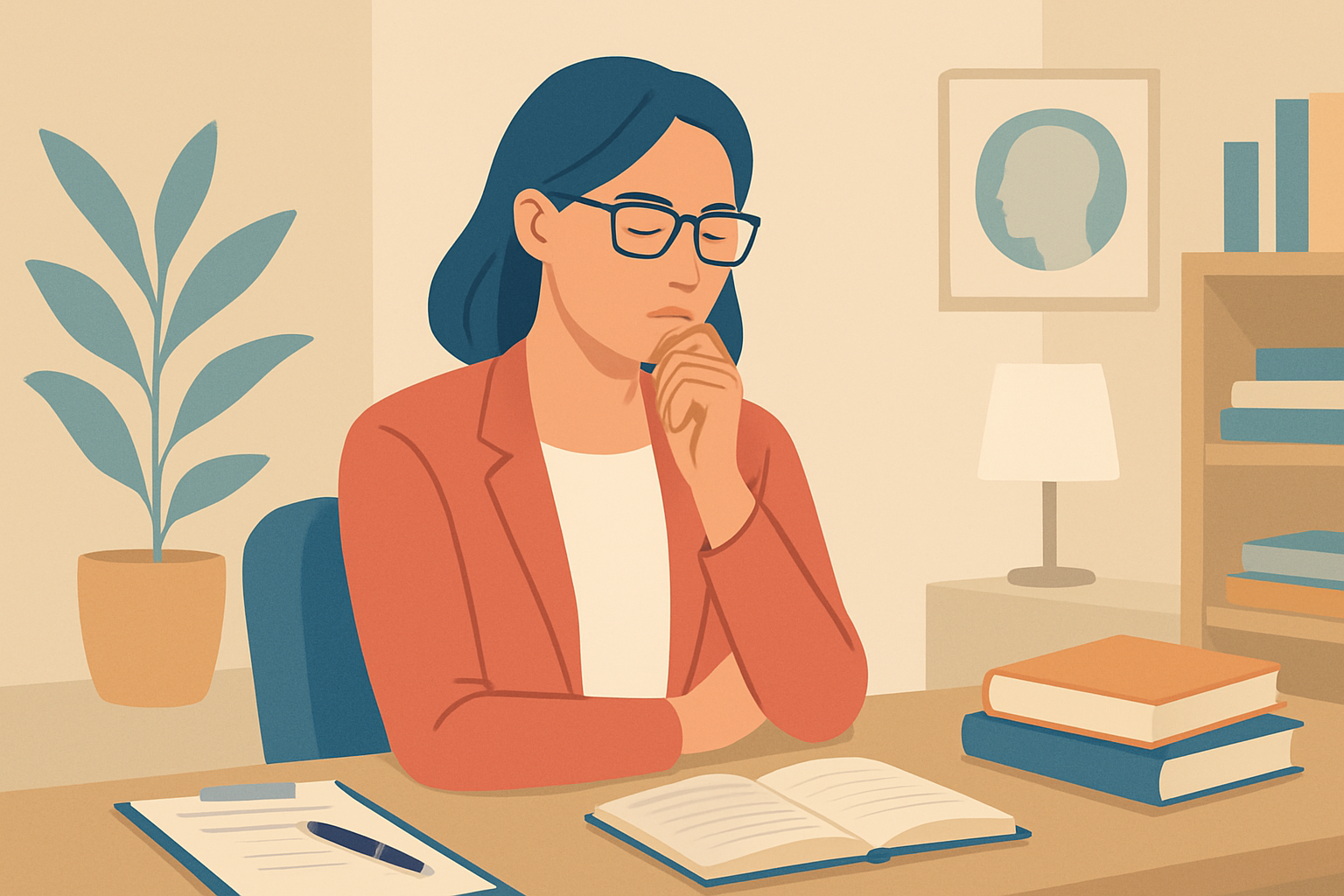 Therapist engaging in self-reflection and supervision to manage countertransference effectively