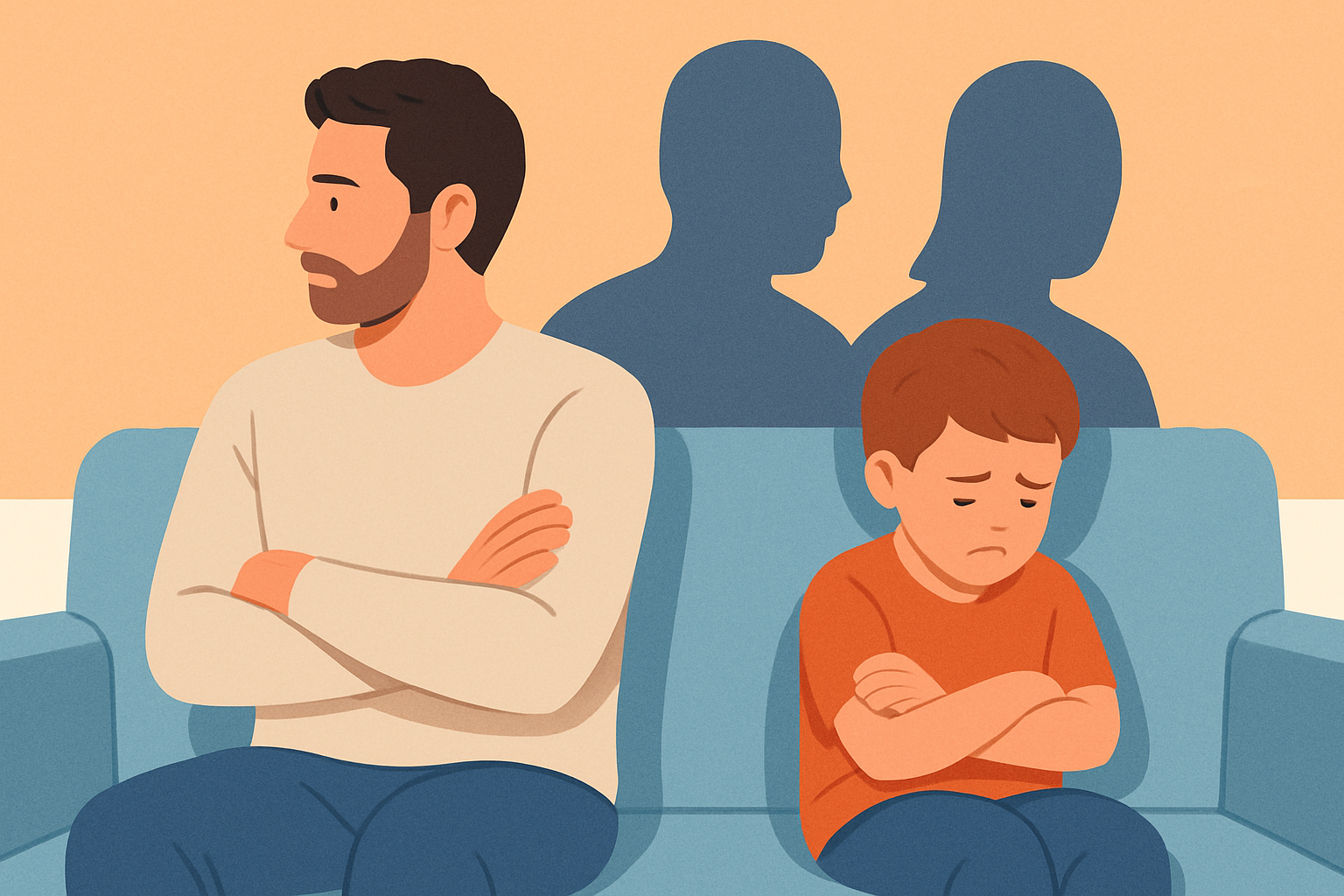 Illustration showing emotional unavailability of a narcissistic father and its impact on the child’s feelings