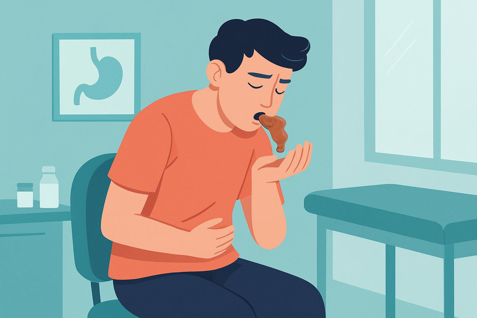 Visual representation showing the behavior of rumination eating disorder, highlighting symptoms and social impact.