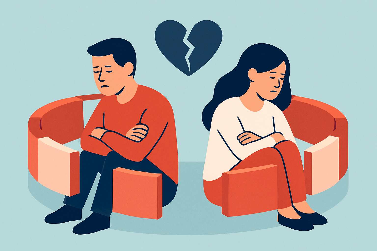 Visual representation of self-sabotaging behaviors creating emotional distance between partners