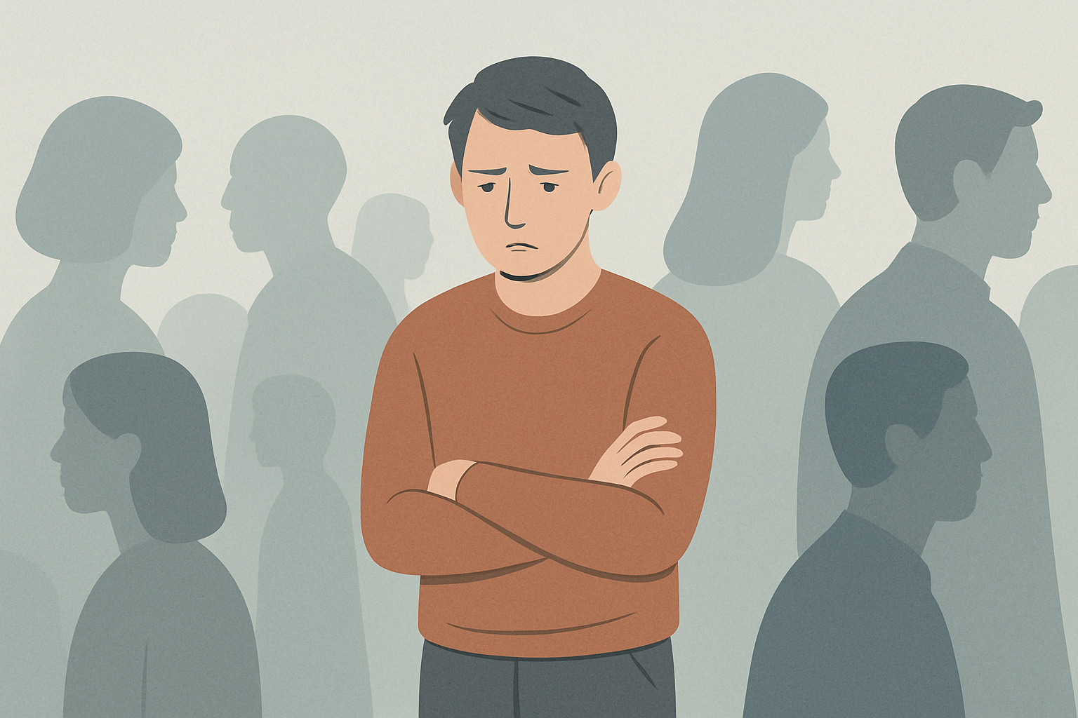 An illustration depicting emotional isolation in adults with Reactive Attachment Disorder