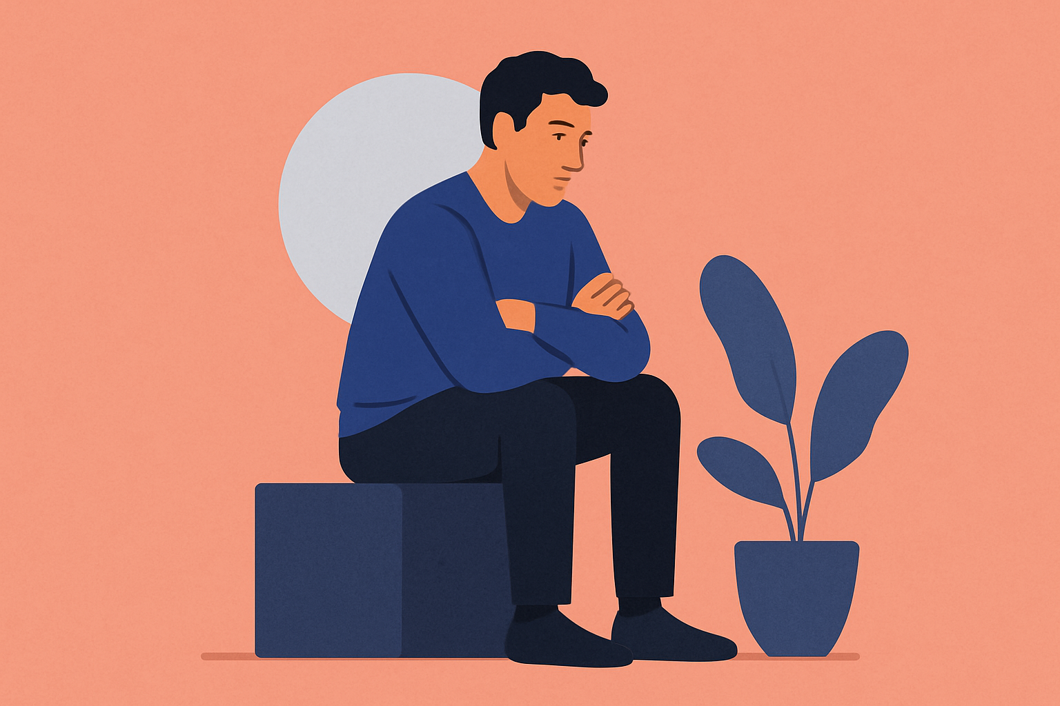A man exhibiting signs of emotional unavailability by appearing distant and disengaged during a conversation