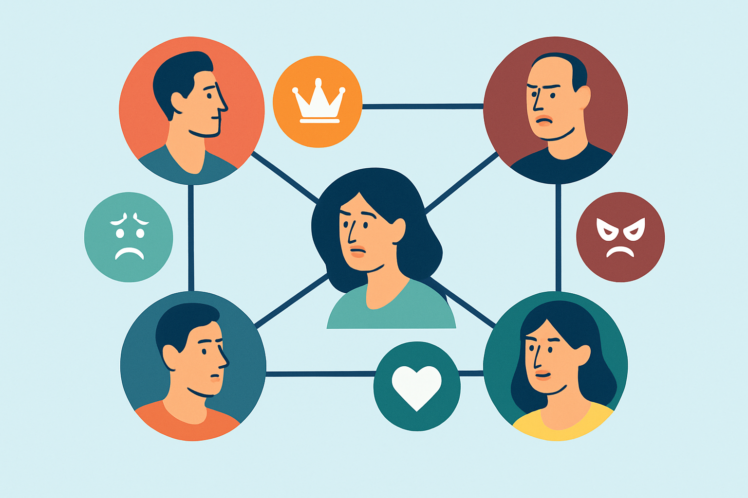 Visual representation of the five main types of narcissists and their defining traits